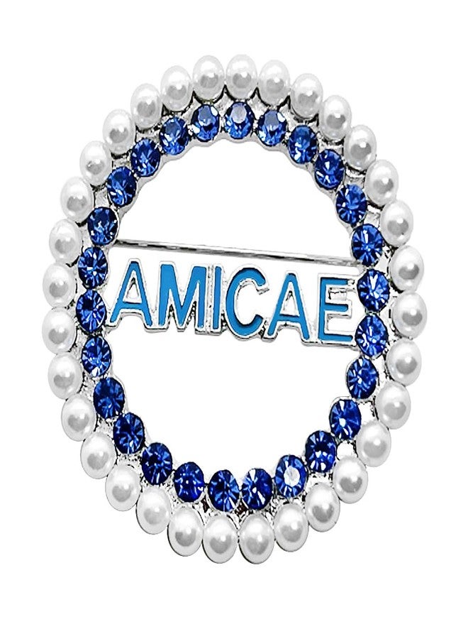 muiot Elegant Greek sorority society ZETA AMICAE symbol rhinestone pearl letter Round brooch pin for women - Image 1